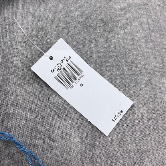 Old Navy Dress Women Small Blue Bow Midi Peasant Boho Chambray‎ Cotton NWT - Picture 9 of 14